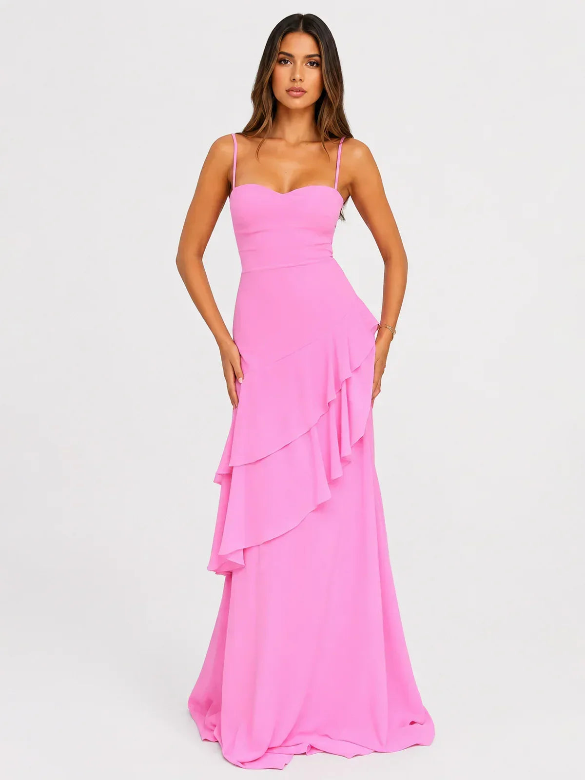 Anais Tiered Ruffle Maxi Dress - Pink